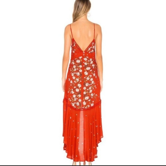 Free People Paradise Print Red Maxi Dress Sm NWT - Picture 3 of 13
